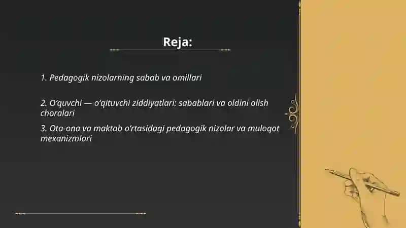 Pedagogik nizolar va ziddiyatlar 2
