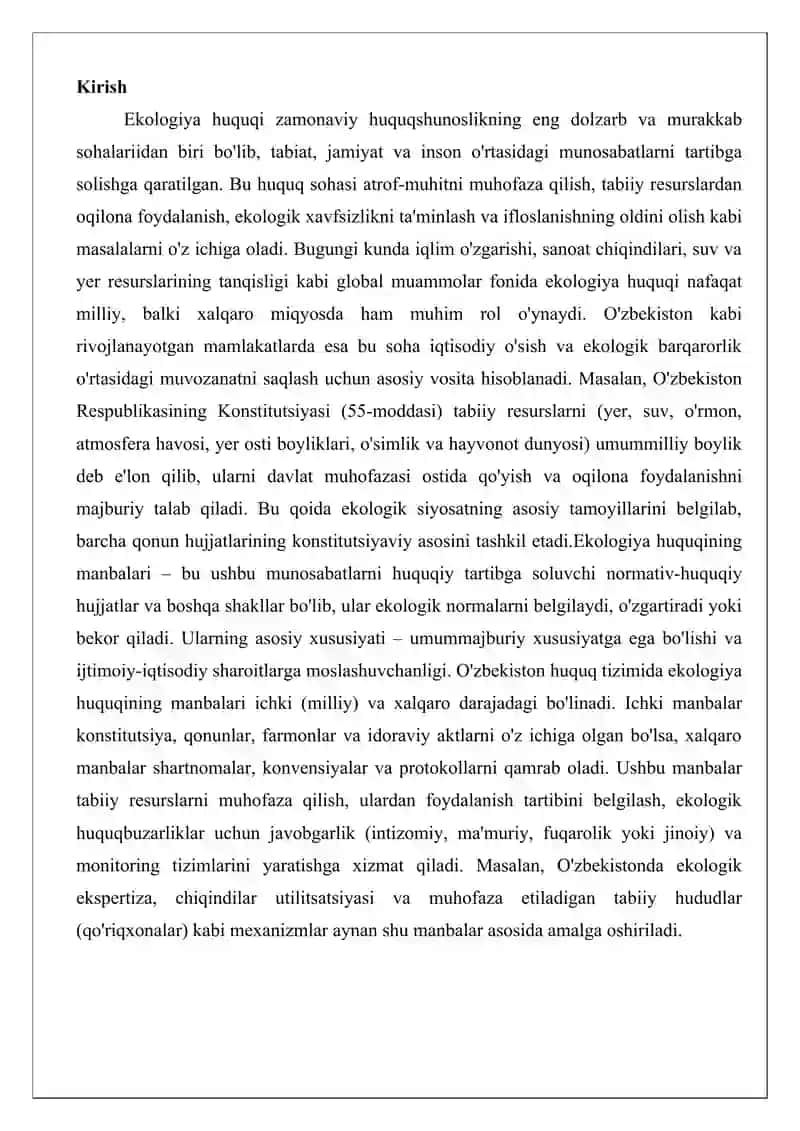 Ekologiya huquqing manbalari va ularning tavsifi 2