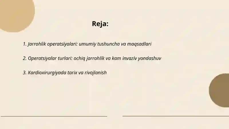 Jarrohlik operatsiyalari haqida tushuncha, turlari. Kam invaziv kardioxirurgiya 2
