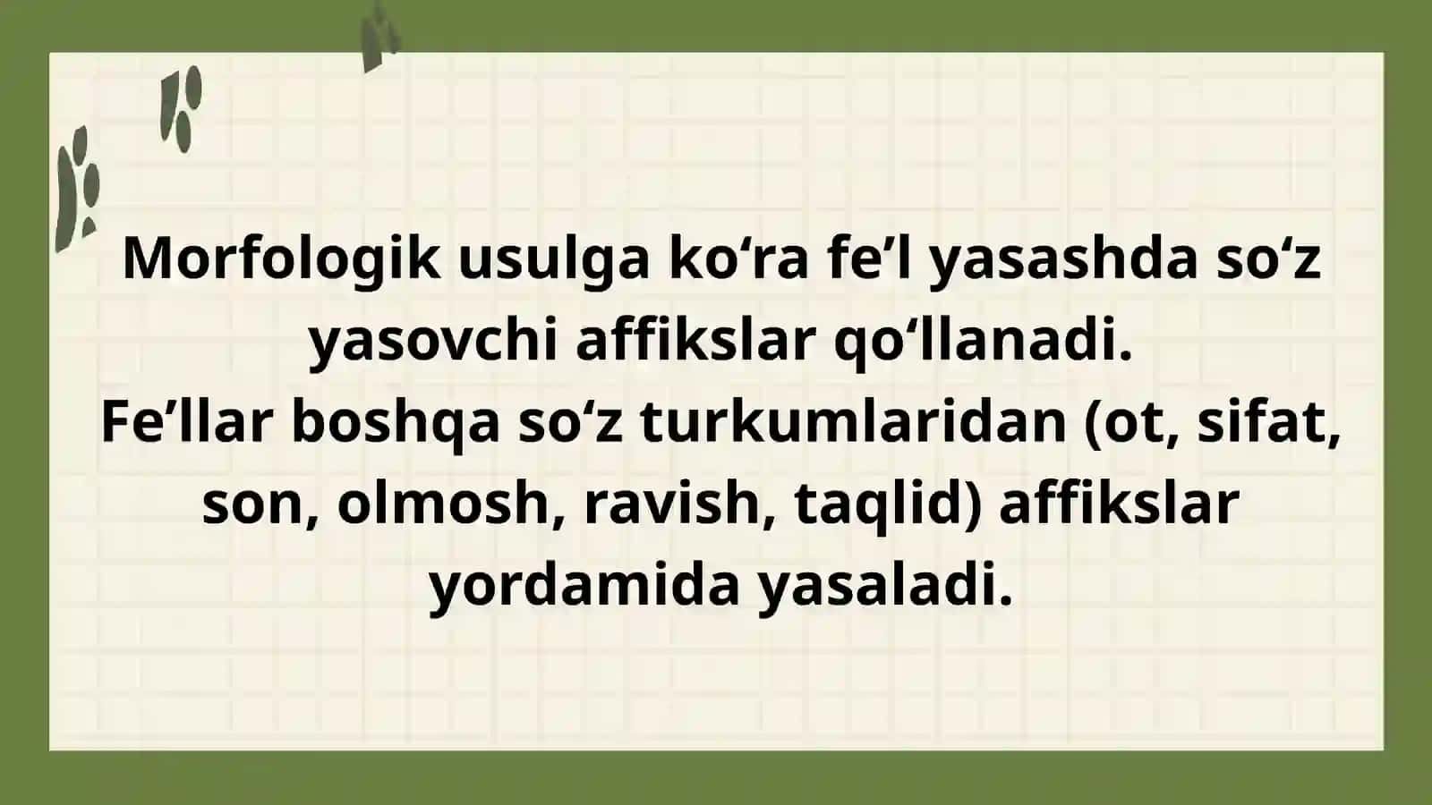 Feʼllarning yasalishi 2