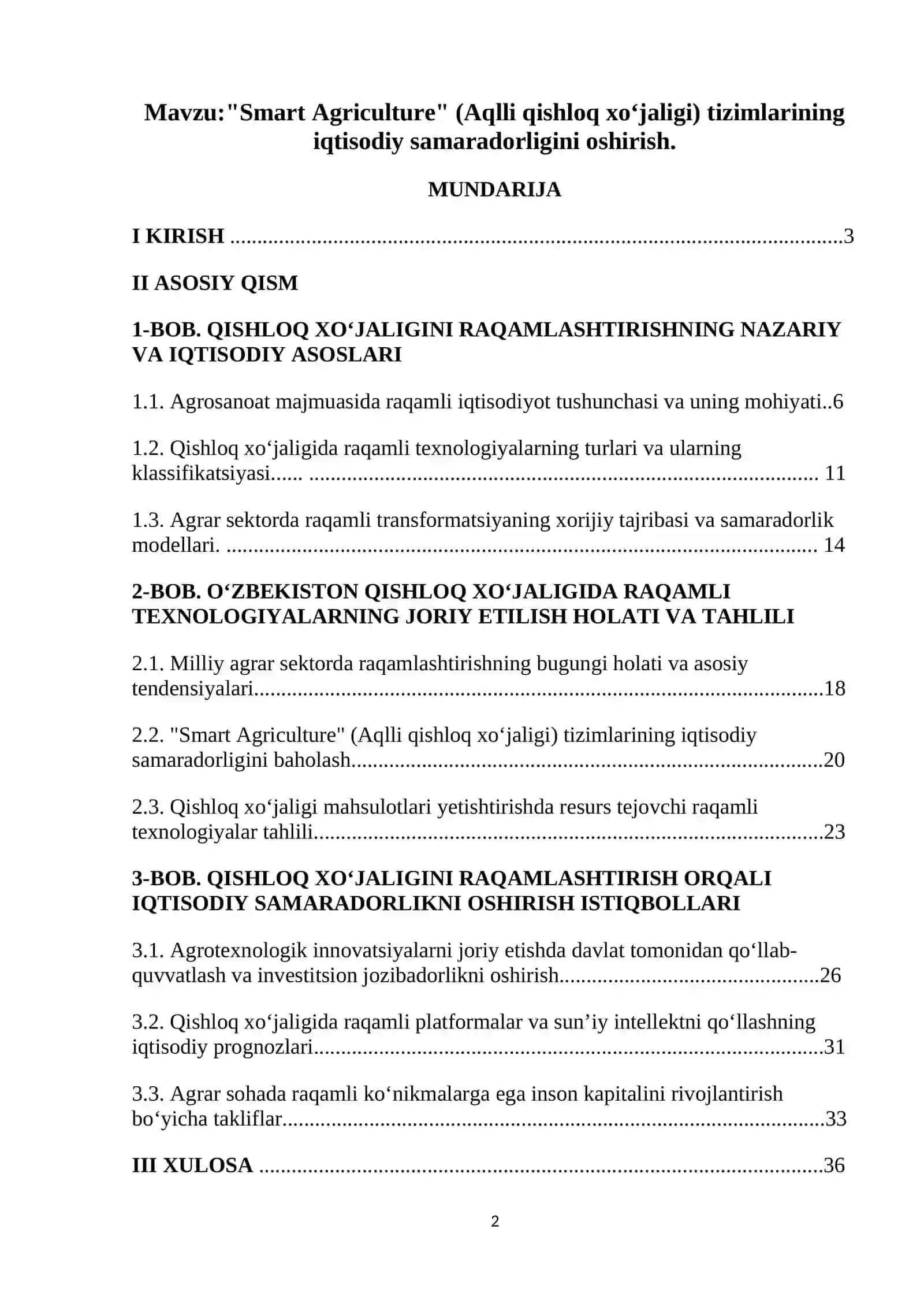 "Smart Agriculture" (Aqlli qishloq xo‘jaligi) tizimlarining iqtisodiy samaradorligini baholash 2