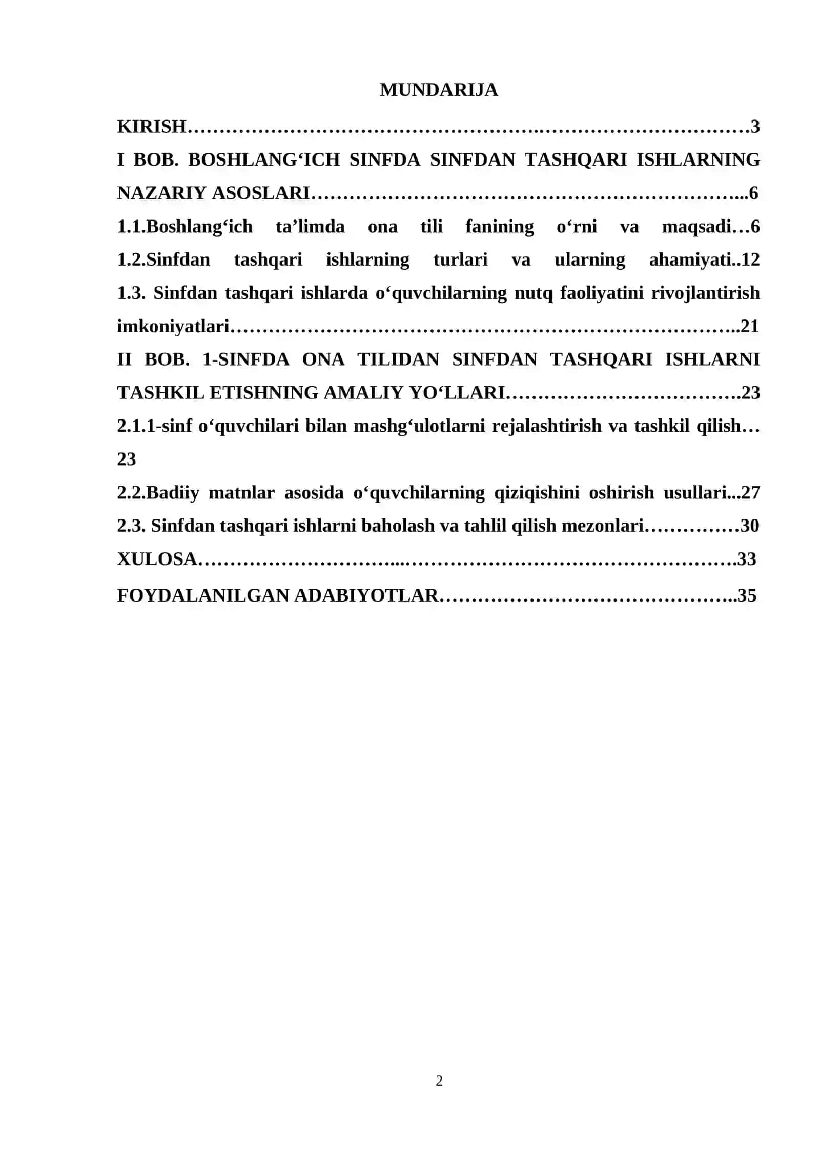 1-SINF ONA TILIDAN SINFDAN TASHQARI ISHLARINI TASHKIL QILISH 2