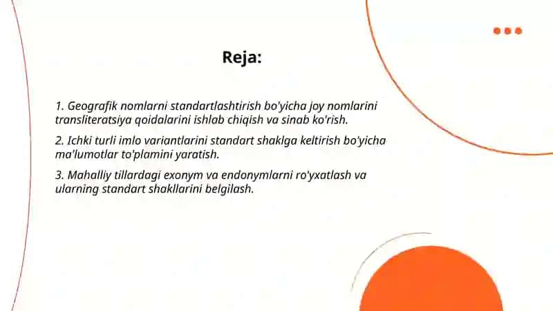 Geografik nomlarni standartlashtirish boʻyicha amaliy topshiriqlar 2