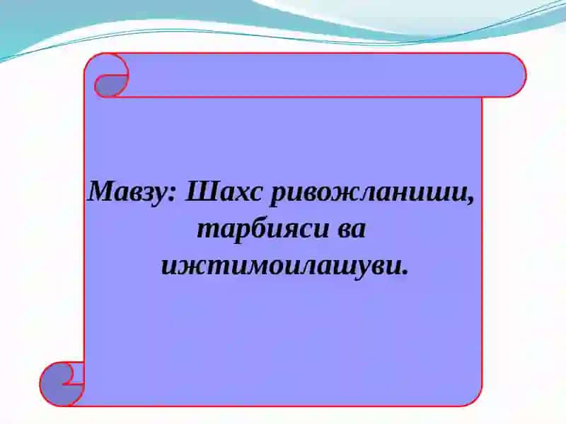 Шахс ривожланиши, тарбияси ва ижтимоилашуви 2