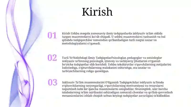 Turli YoʻNalishdagi Ilmiy Tadqiqotlarlarda Inklyuziv TaʼLim Muammolarini OʻRganish 2