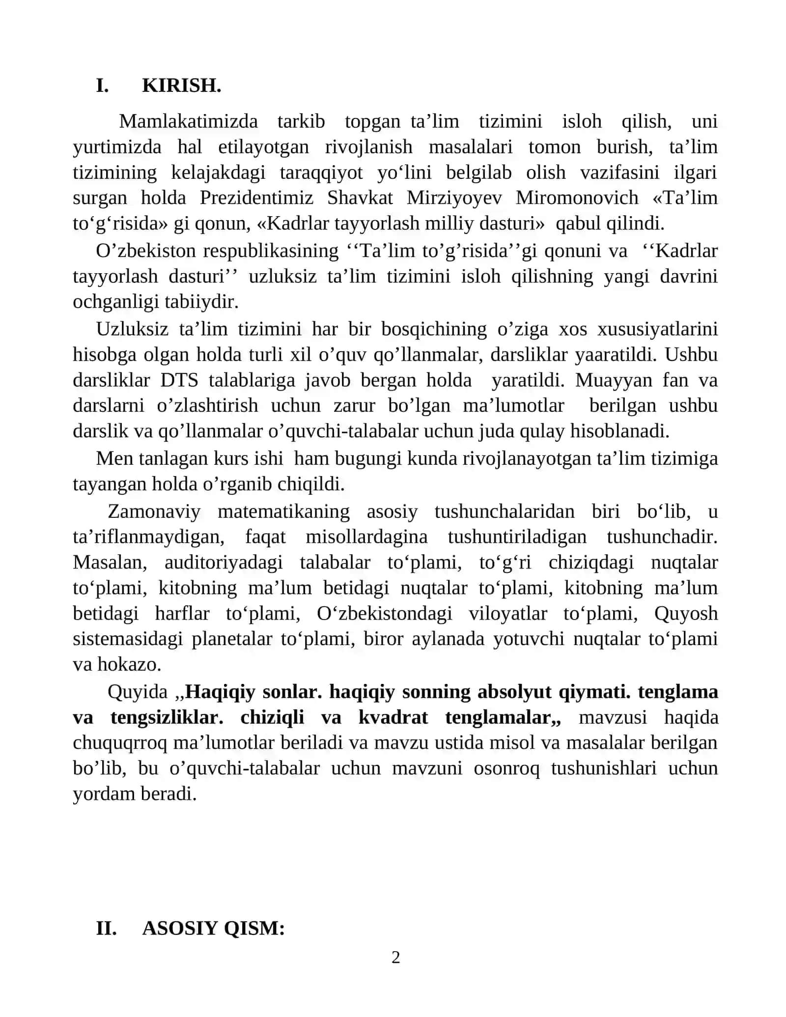 Complekts osnlar va ular ustida amallar 2