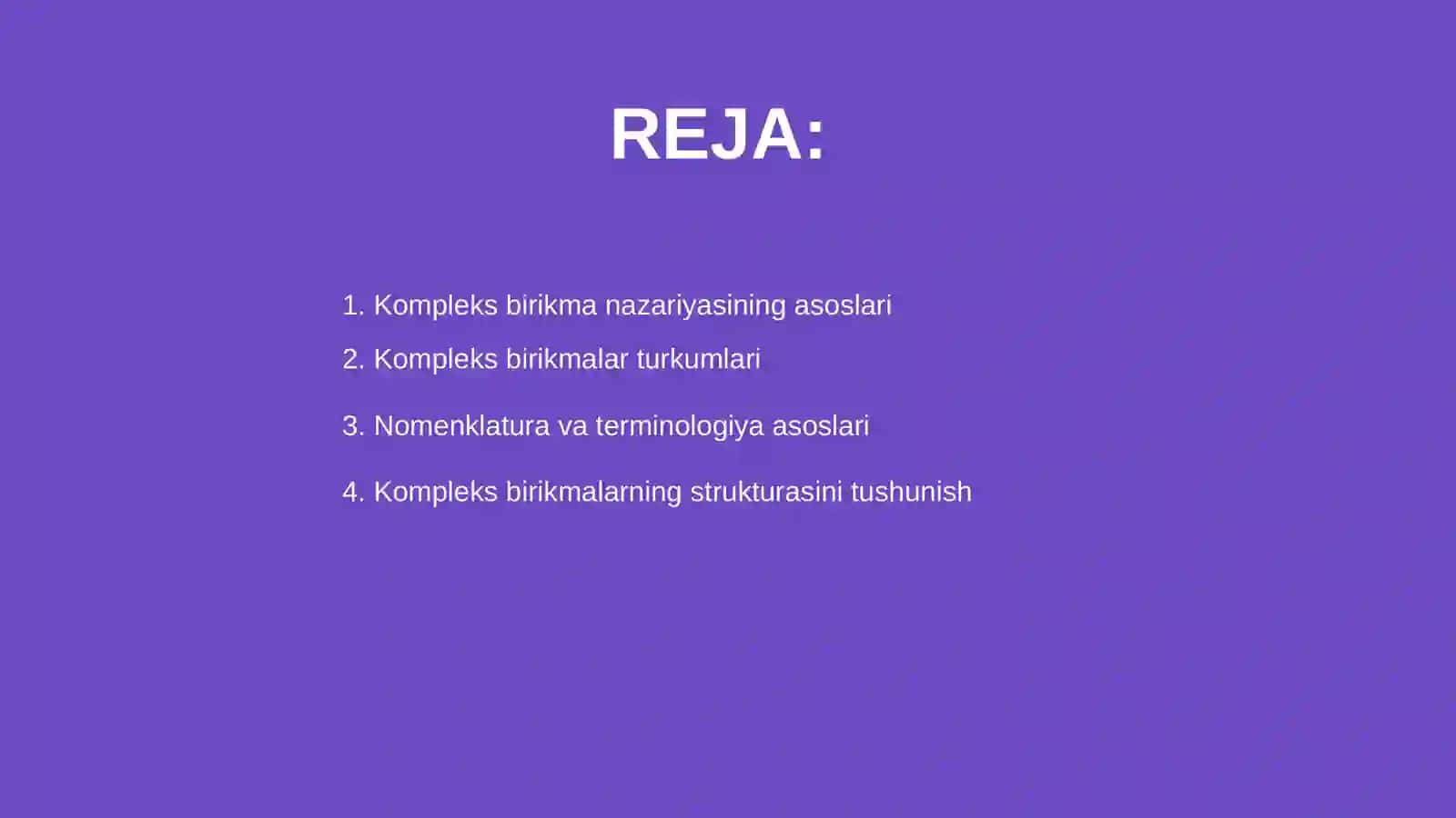 Kompleks birikma nazariyalari va nomenklaturasi 2
