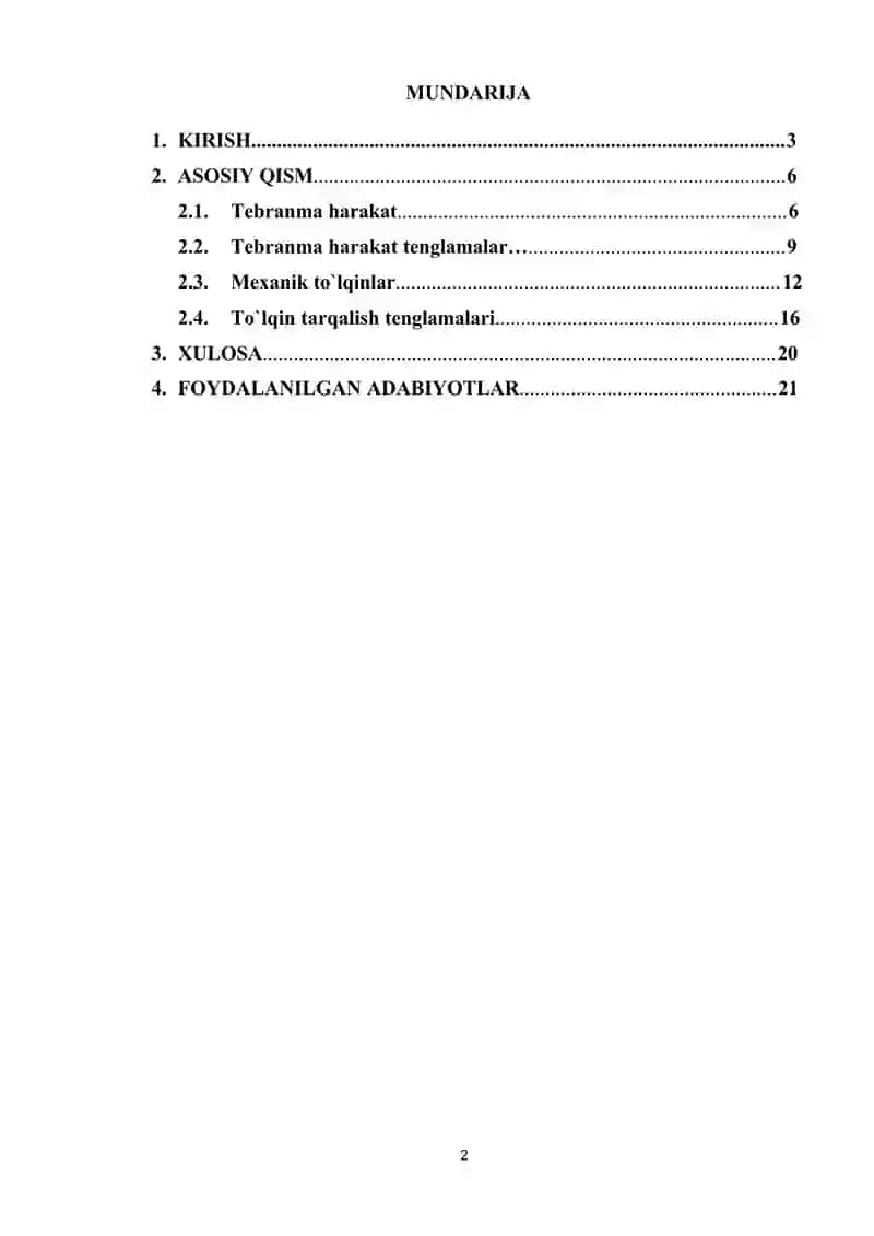 Akademik litseylarda tebranishlar va to`lqinlar mavzusiga oid masalalar tanlash. 2