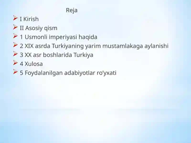 XIX asrning oxiri - XX asr boshlarida Usmonli davlati 2