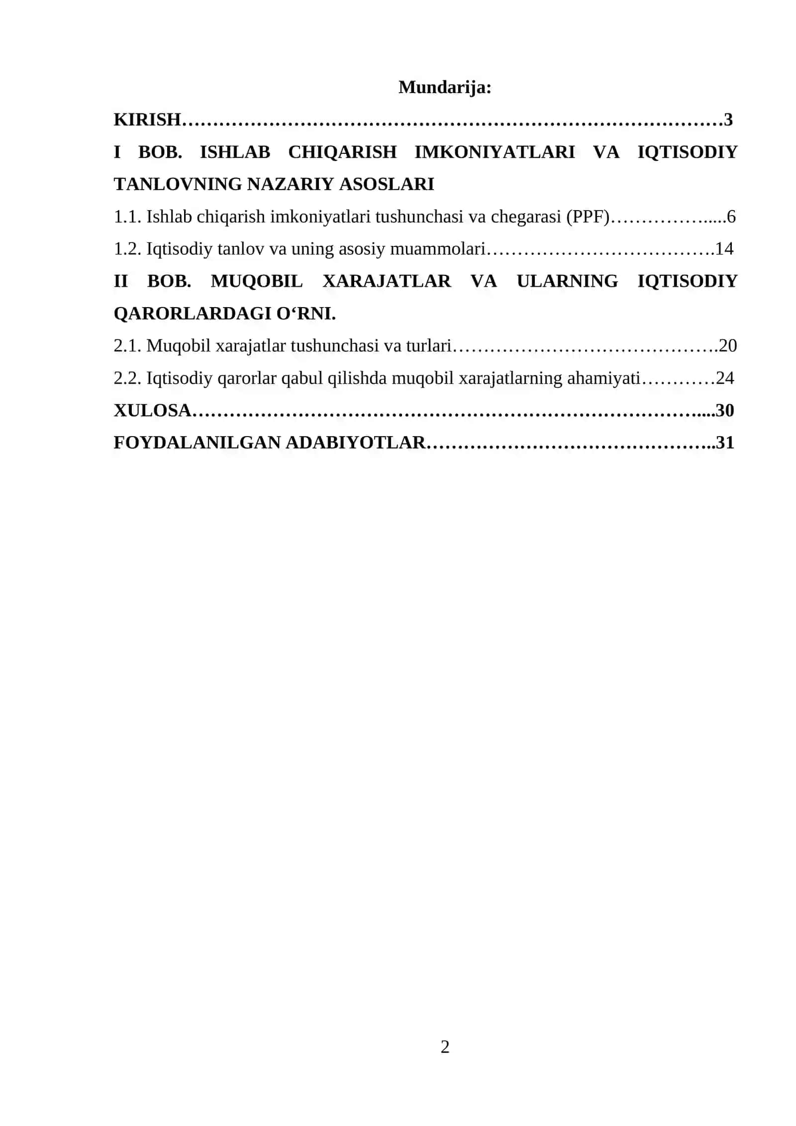 Transport iqtisodiyoti kurs ishi 2