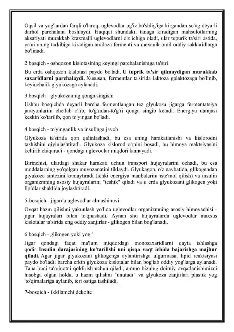 Uglevodlar almashinuvi bilan kechuvchi kasalliklar 2