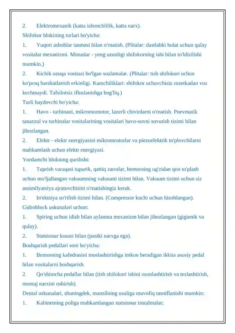 Stomatologik qurilish turlari 2
