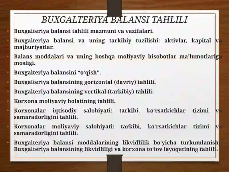 Buxgalteriya balans tahlil qilish va balans likvidligi tahlil 2