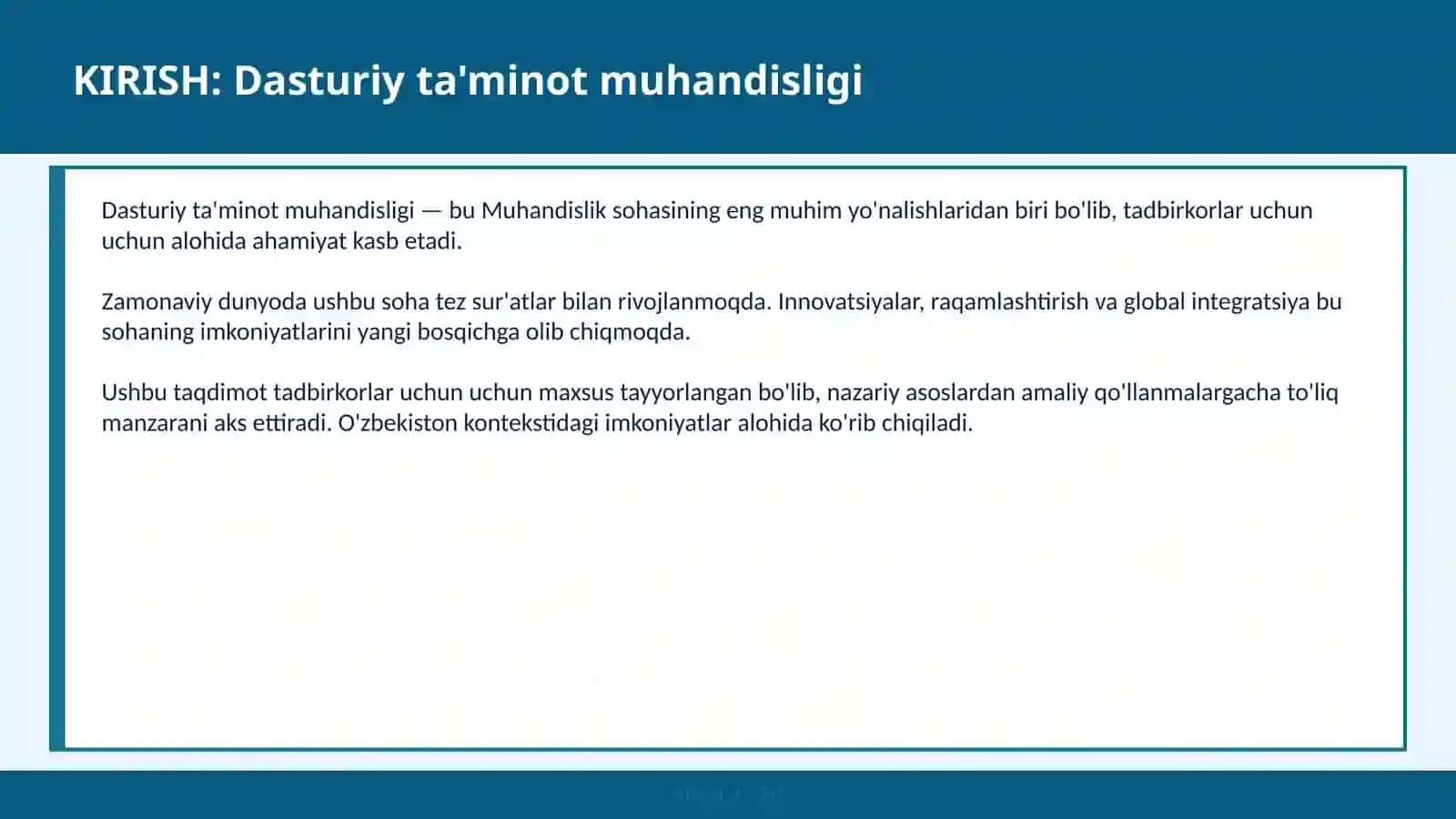 Dasturiy ta'minot muhandisligi 2