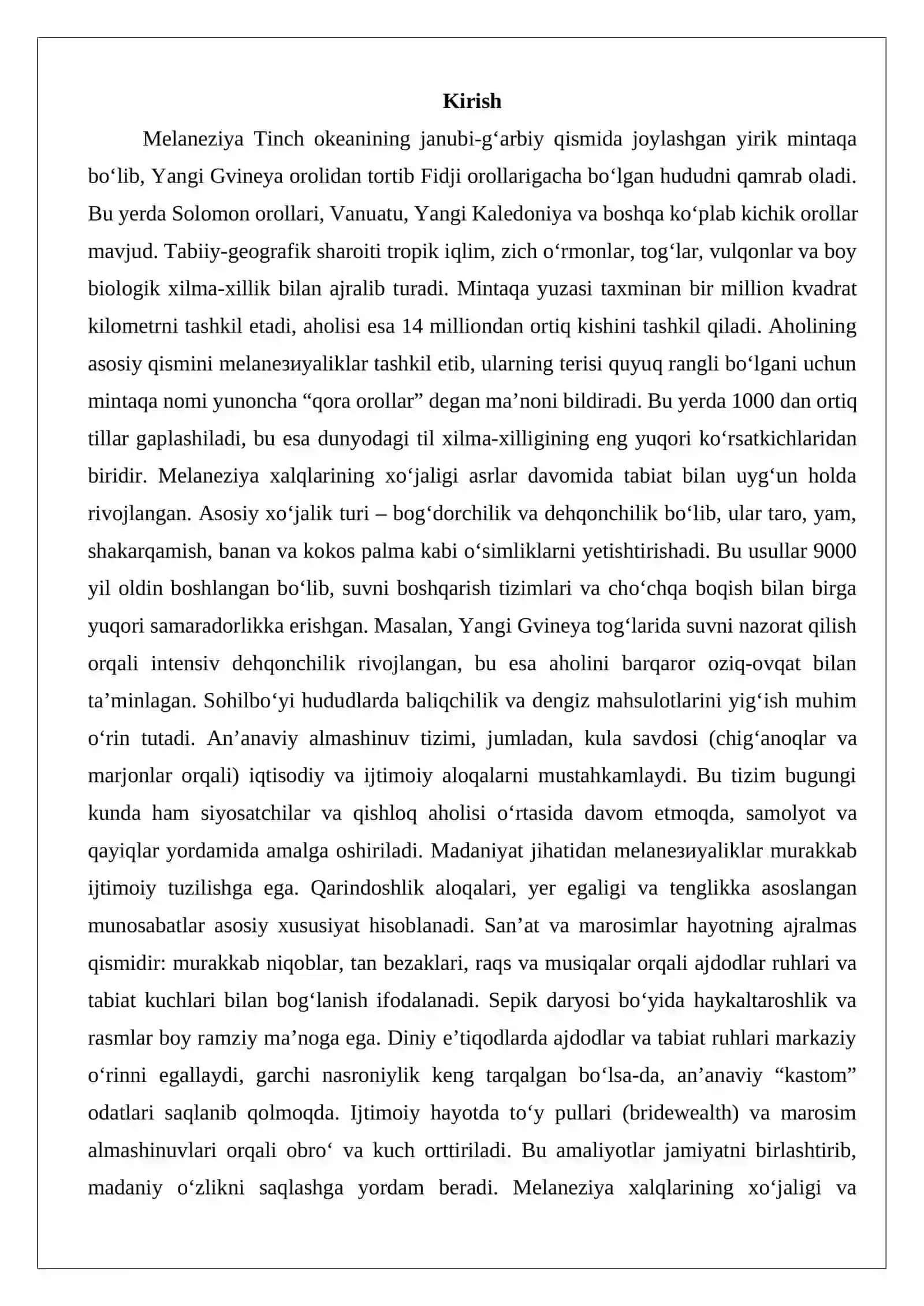 Melaneziya xalqlari xoʻjaligi va madaniyati 2