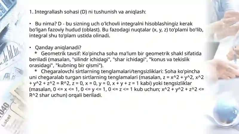 Uch o‘lchovli integralni hisoblash 2