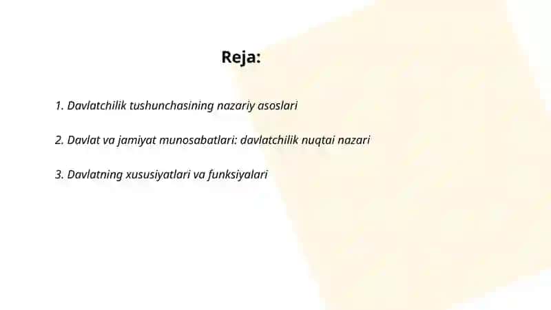 Davlatchilik tushunchasi.O'zbek davlatchiligi va uning tarixiy tushunchasi 2