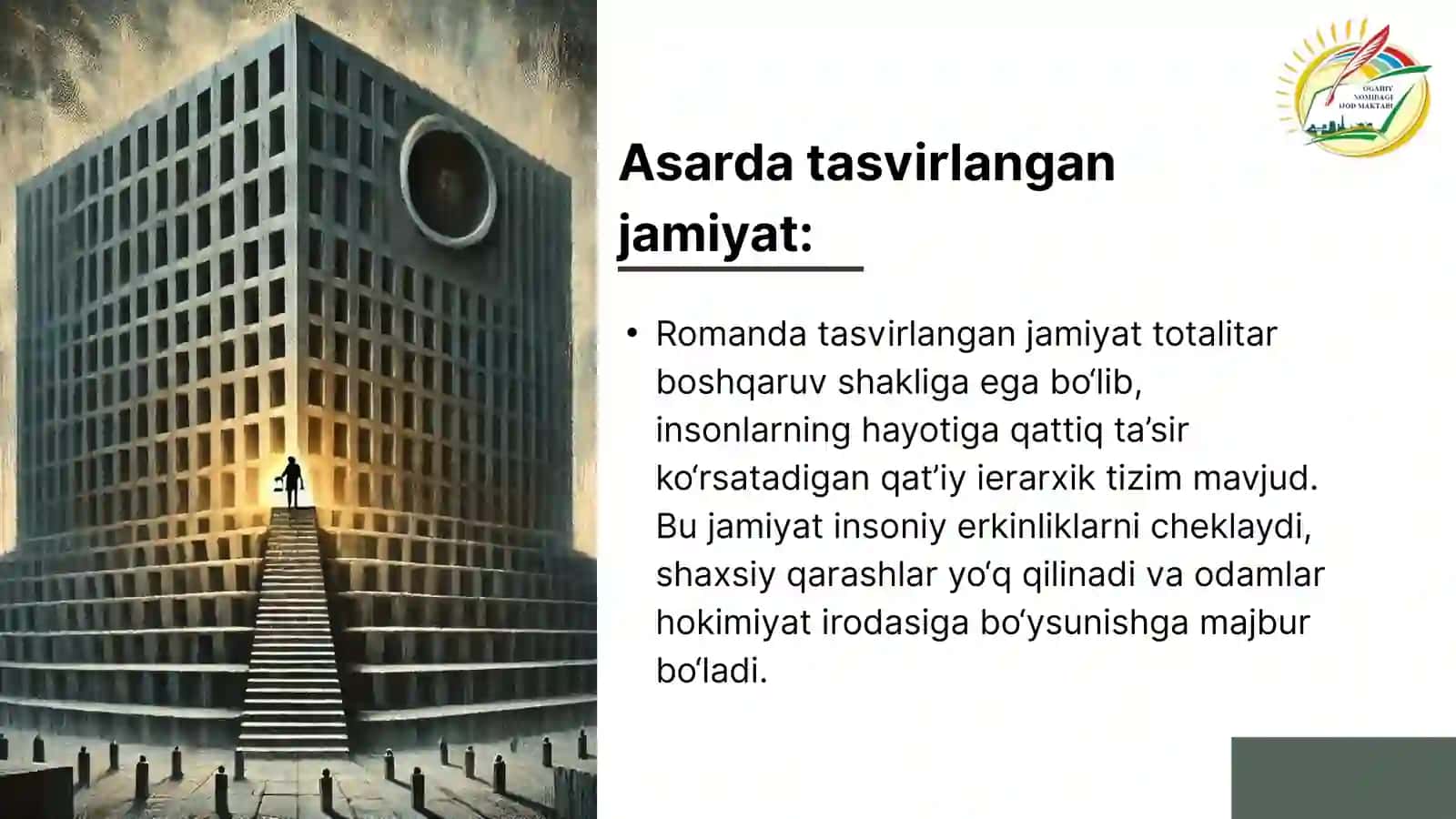Nazar Eshonqulning "Goʻr oʻgʻli" asari boʻyicha taqdimot 2