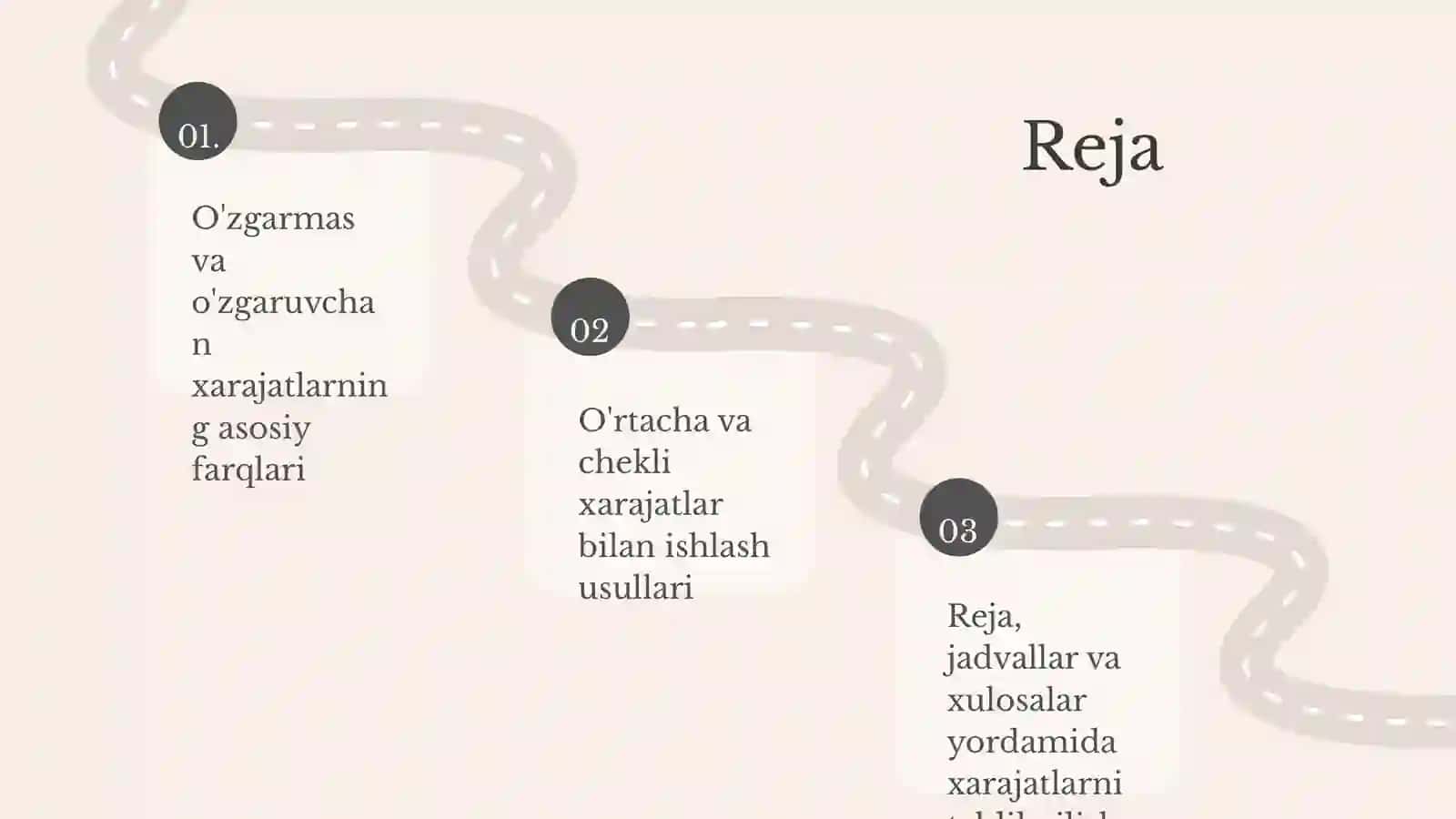 O'ZGARMAS, O'ZGARUVCHAN, O'RTACHA VA CHEKLI XARAJATLAR 2