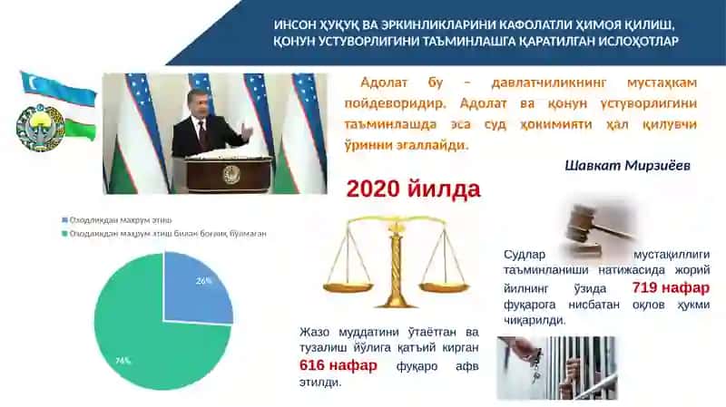 Суд-ҳуқуқ тизимини ислоҳ этиш ва қонунийликни мустаҳкамлашнинг устувор йўналишлари 2