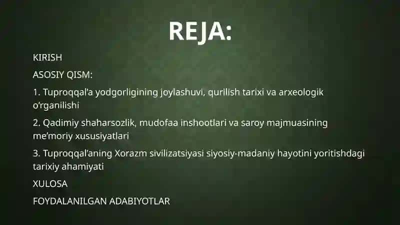 Tuproqqal’a yodgorligi 2