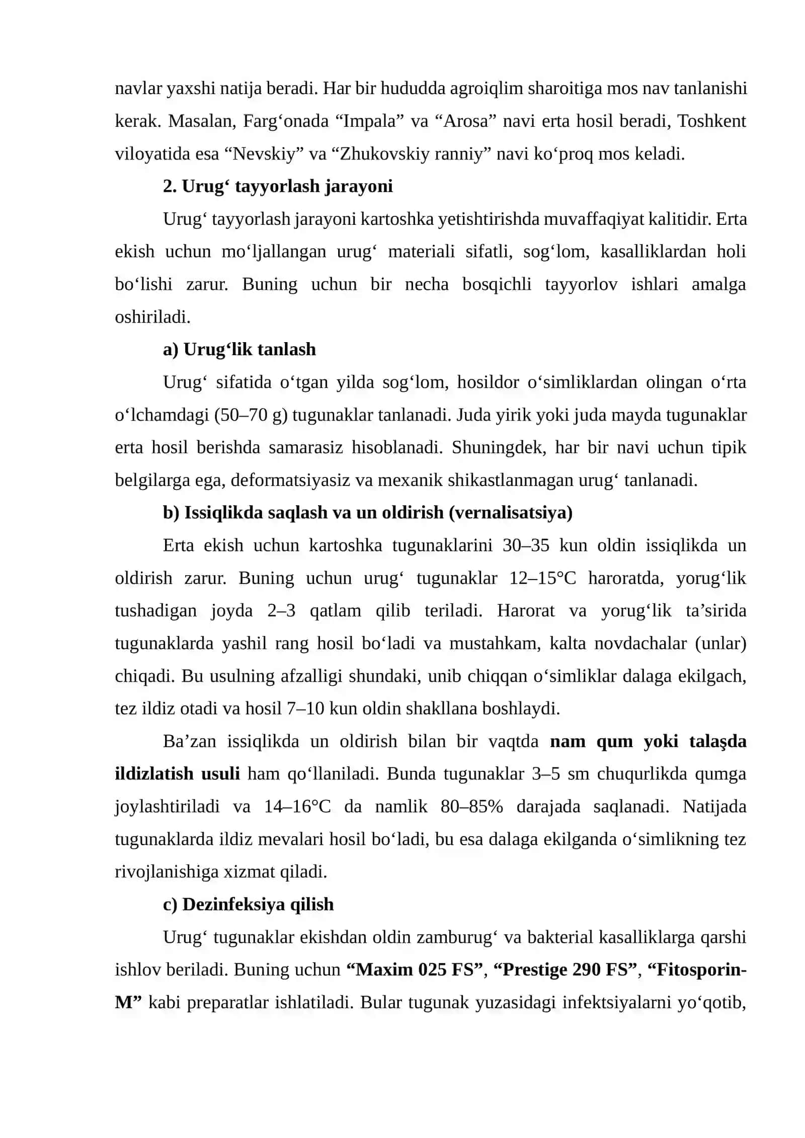 Erta hosil kartoshka yetishtirish texnologiyasi 2