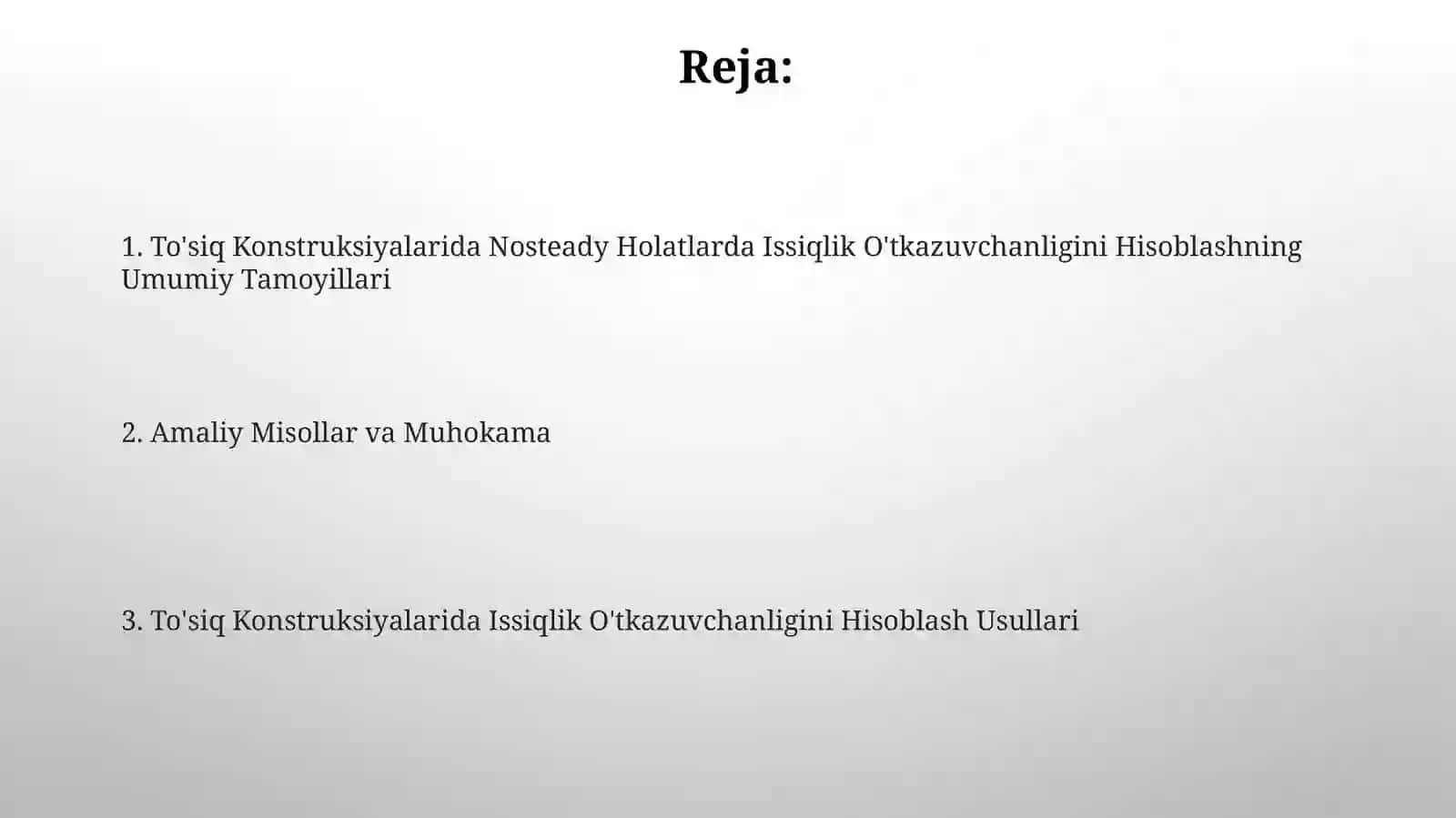 To'siq Konstruksiyalarni Issiqlik O'tkazishni Hisoblash 2