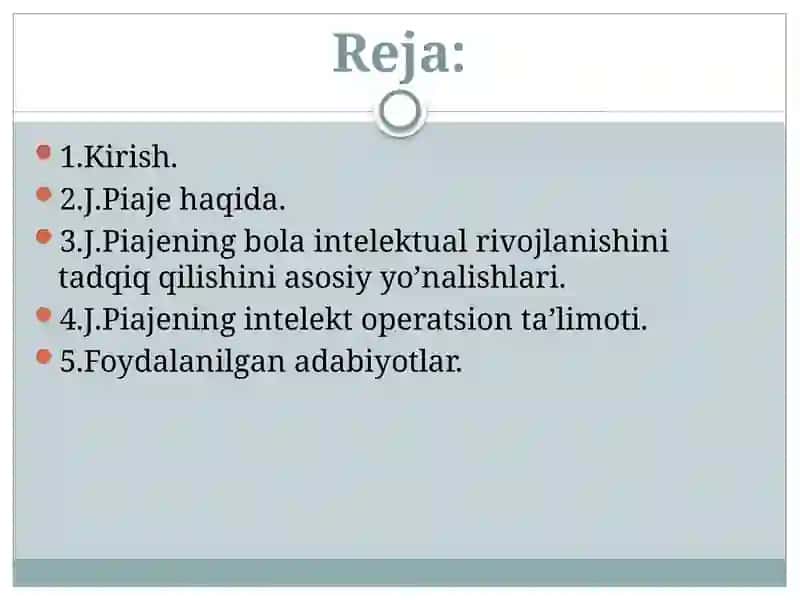 PSIXIK RIVOJLANISH.INTELEKT SHAKILLANISHI SIFATIDA:J.PIAJE KONSEPSIYASI 2