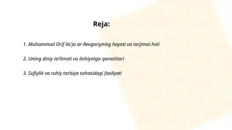 Muhammad Orif Xo'ja ar-Revgariyning hayoti va tarjimai holi 2