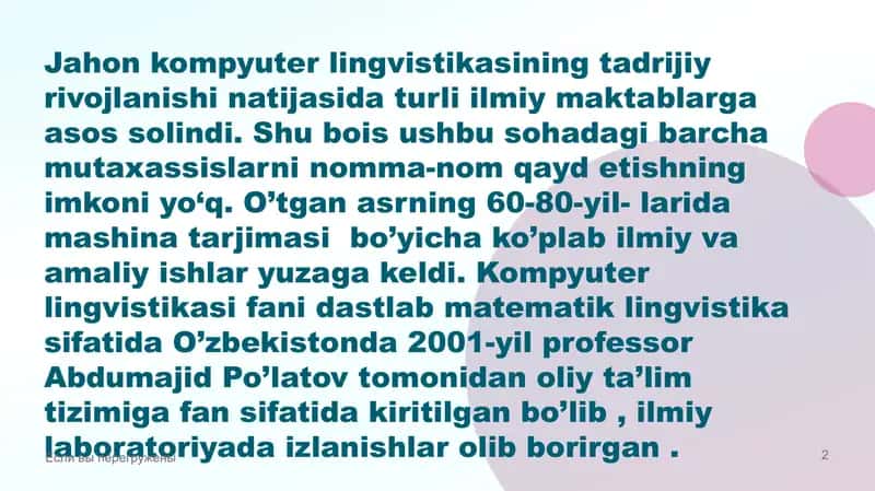 Kompyuter lingvistikasi 2