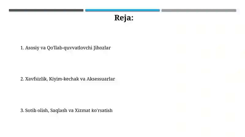 Asosiy va Qo'llab-quvvatlovchi Jihozlar 2