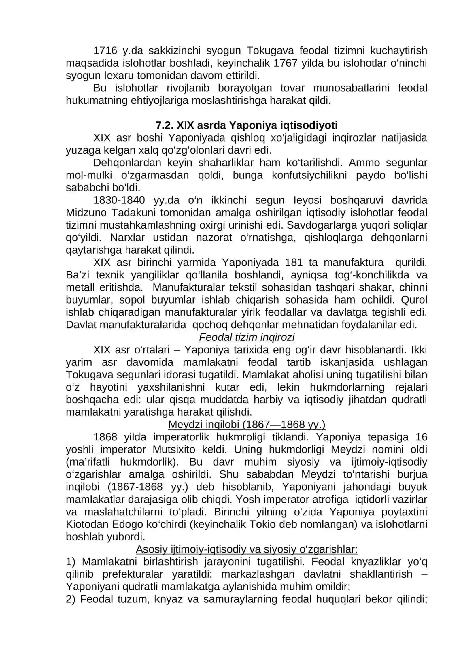 XVIII-XIX ASRLARDA YAPONIYANING IQTISODIY RIVOJLANISHI 2