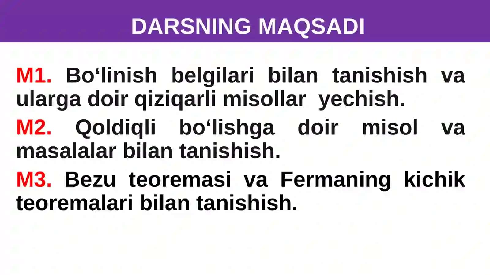 Bo‘linish belgilari va qoldiqli bo‘lish 2