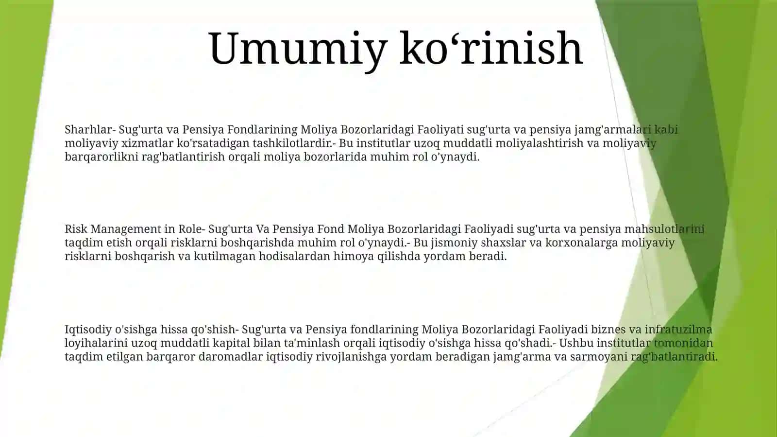 Sug'Urta Va Pensiya Fondlarining Moliya Bozorlaridagi Faoliyadi 2