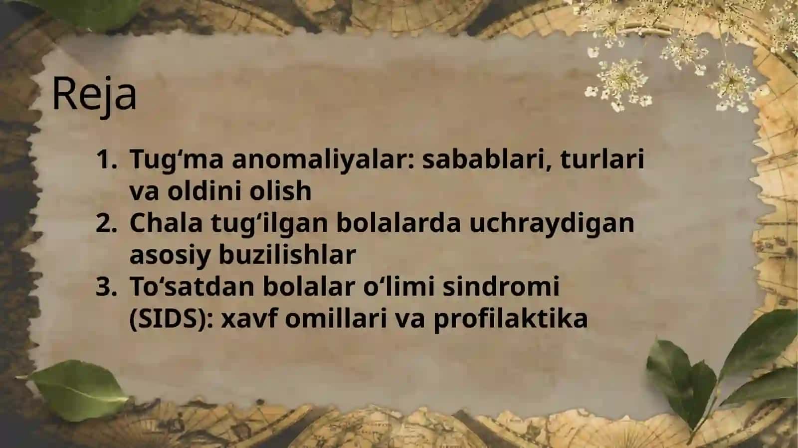 Tug‘ma anomaliyalar, chala tug‘ilganlardagi buzilishlar va to‘satdan bolalar o‘limi sindromi 2