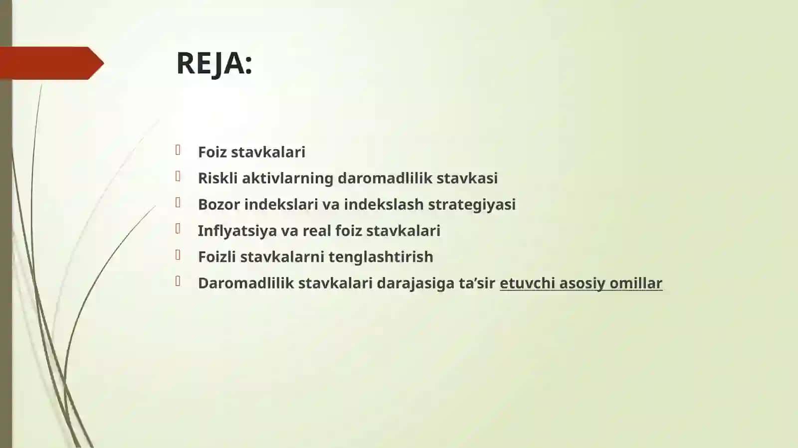 Moliyaviy bozor stavkalari 2