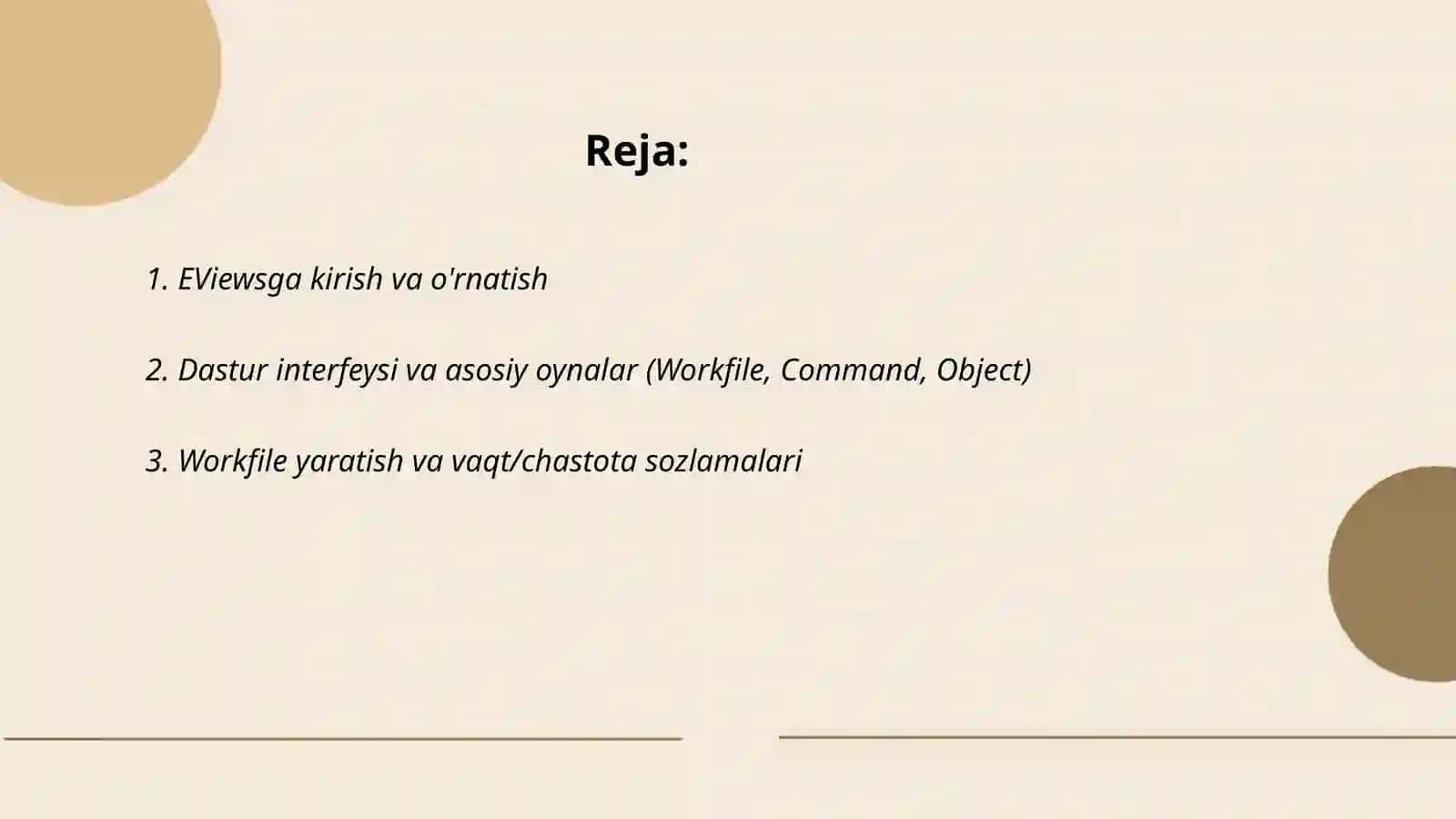 EViews dasturida ishlashning asoslari 2