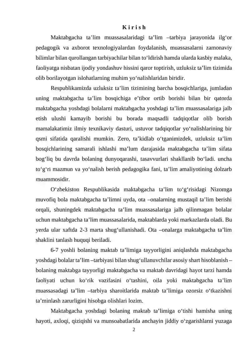 Maktabgacha yoshdagi bolalarga ta'lim berishning o'ziga xosligi 2