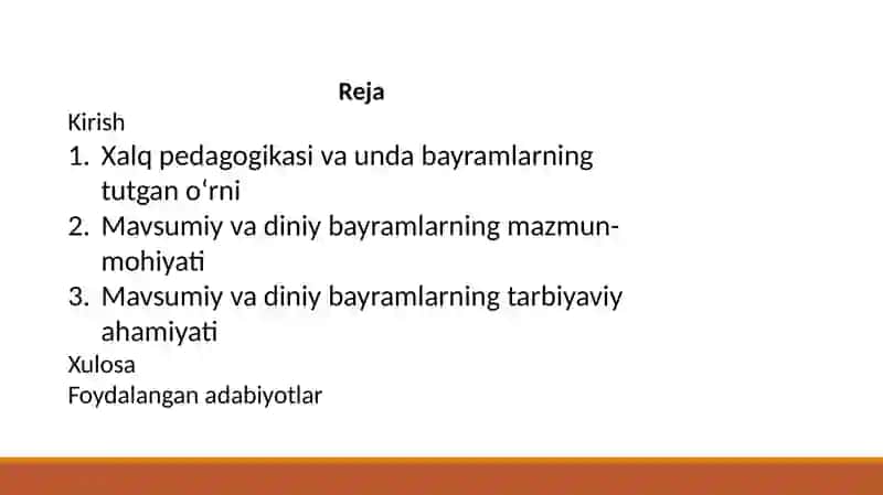 Xalk pedagogikasidan mavsumiy va diniy bayramlarining mazmun moxiyati va tarbiyaviy ahamyati 2