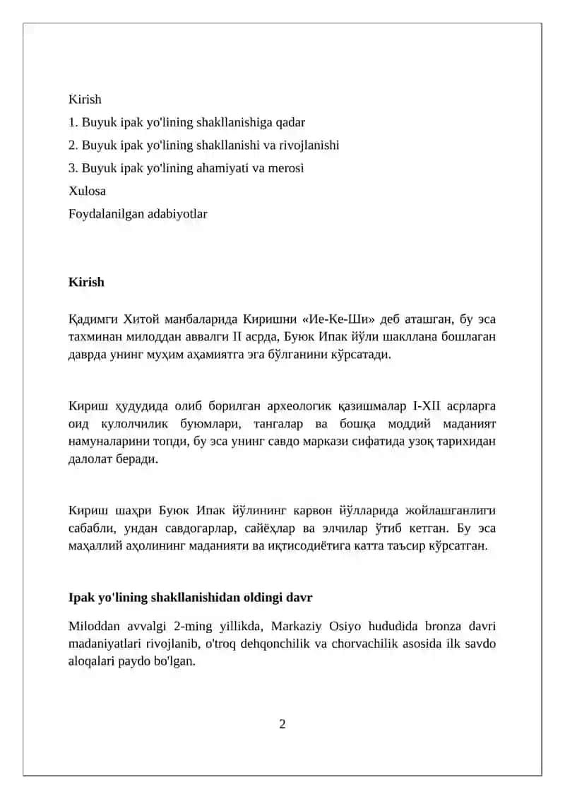 Buyuk ipak yo'lining shakllanish tarixi 2