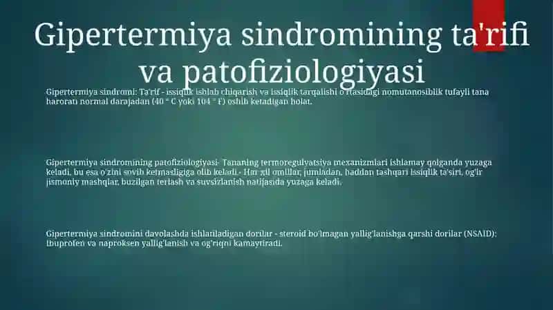 Gipertermiya Sindromi Va Uni Davolashda Ishlatiladigan Dori Vositalari 2