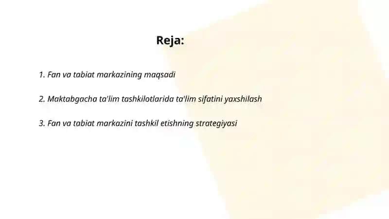 Fan va tabiat markazini tashkil etilishi, maqsadi va vazifalari 2
