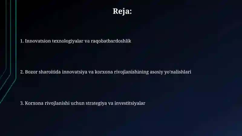 Bozor sharoitida innovatsiyalar va korxonalar taraqqiyotining asosiy yoʻnalishi 2