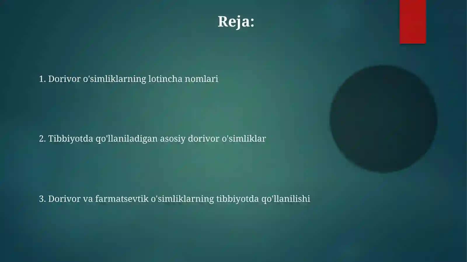 Dorilar va dorivor o'simliklarning tibbiyotda qo'llanilishi, lotincha nomlari 2