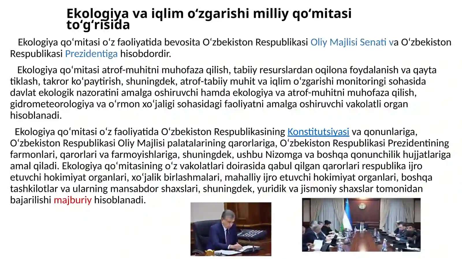 Oʻzbekiston Respublikasi Ekologiya va iqlimoʻzgarishi milliy qoʻmitasi tadbirlari toʻgʻrisida 2