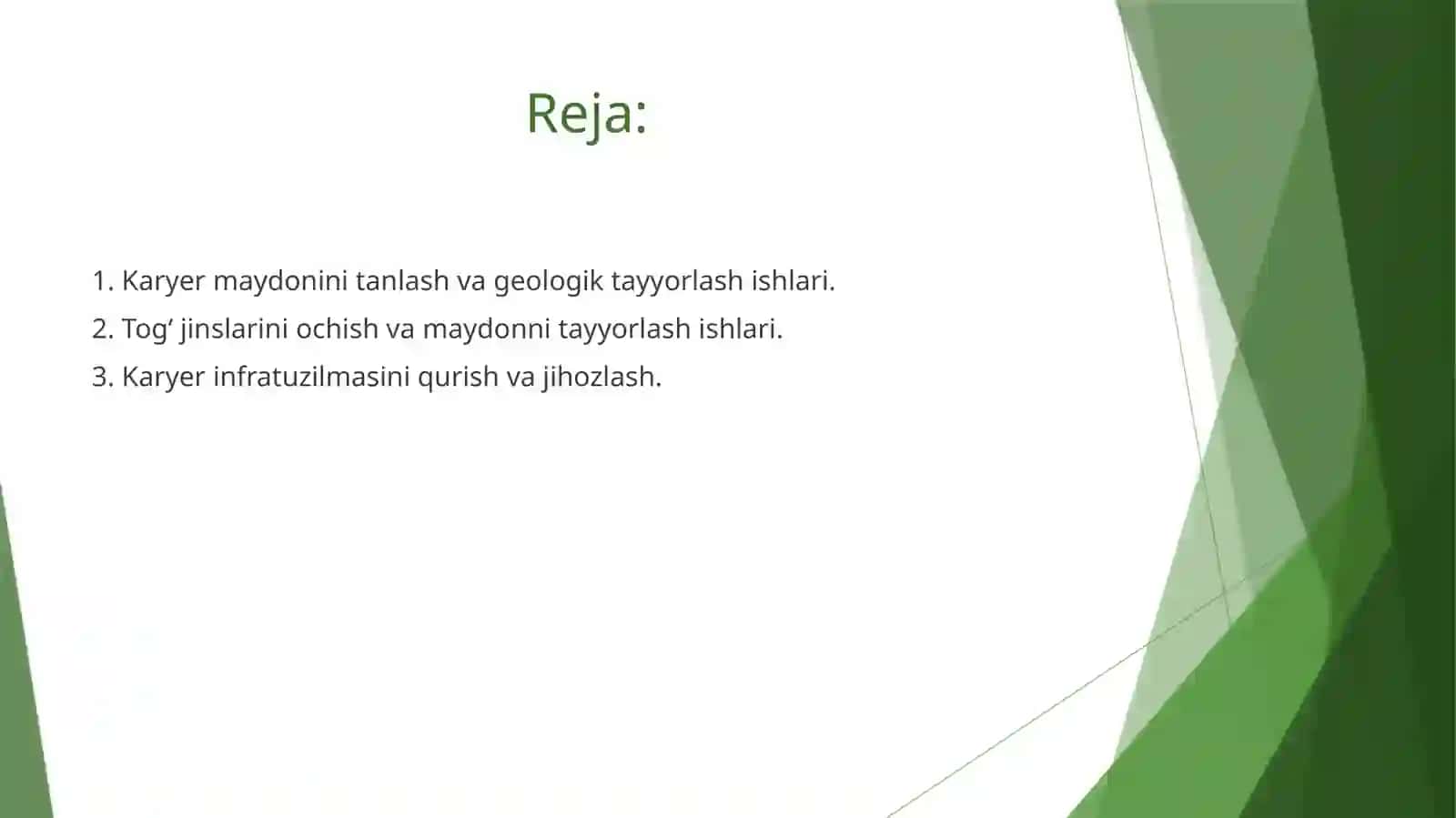 Karyer maydonini tayyorlash va infratuzilma qurilishi 2