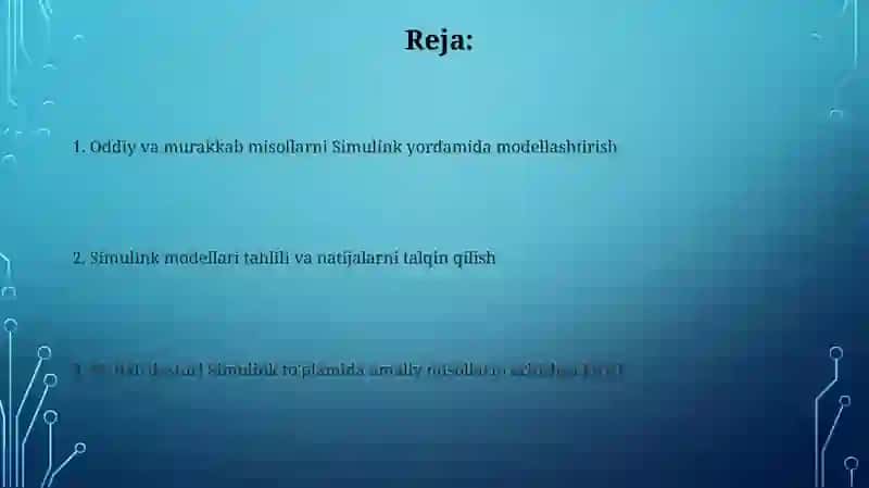 Matlab dasturi Simulink to'plamida amaliy misollarni echish 2