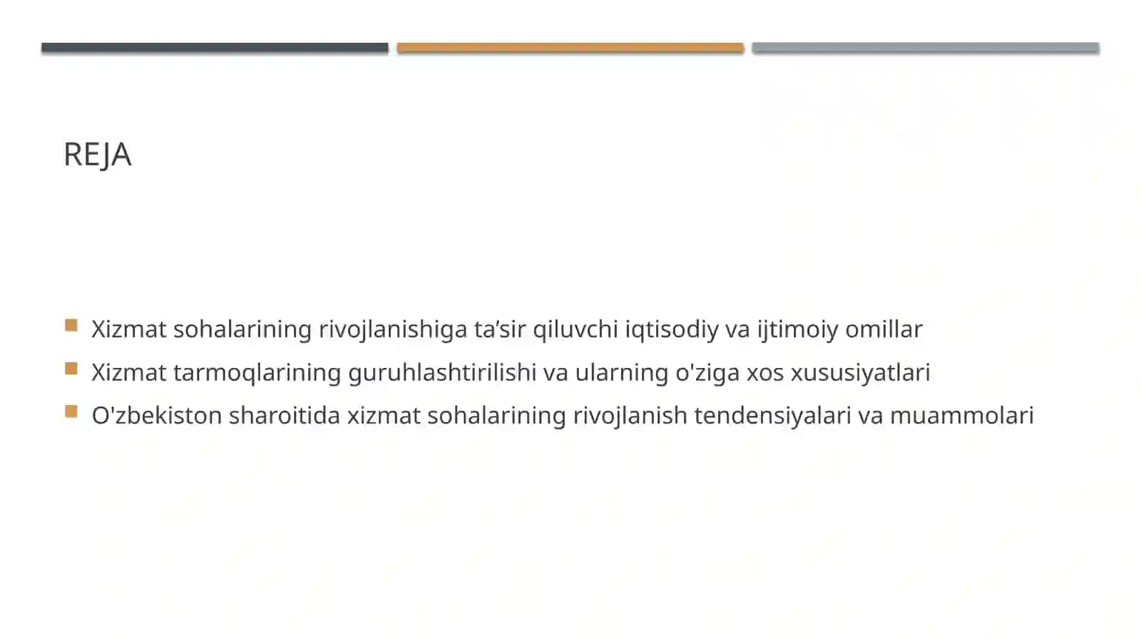 Xizmat koʻrsatish tarmoqlarini rivojlanishiga ta’sir etuvchi omillar va ularni guruhlashtirish 2
