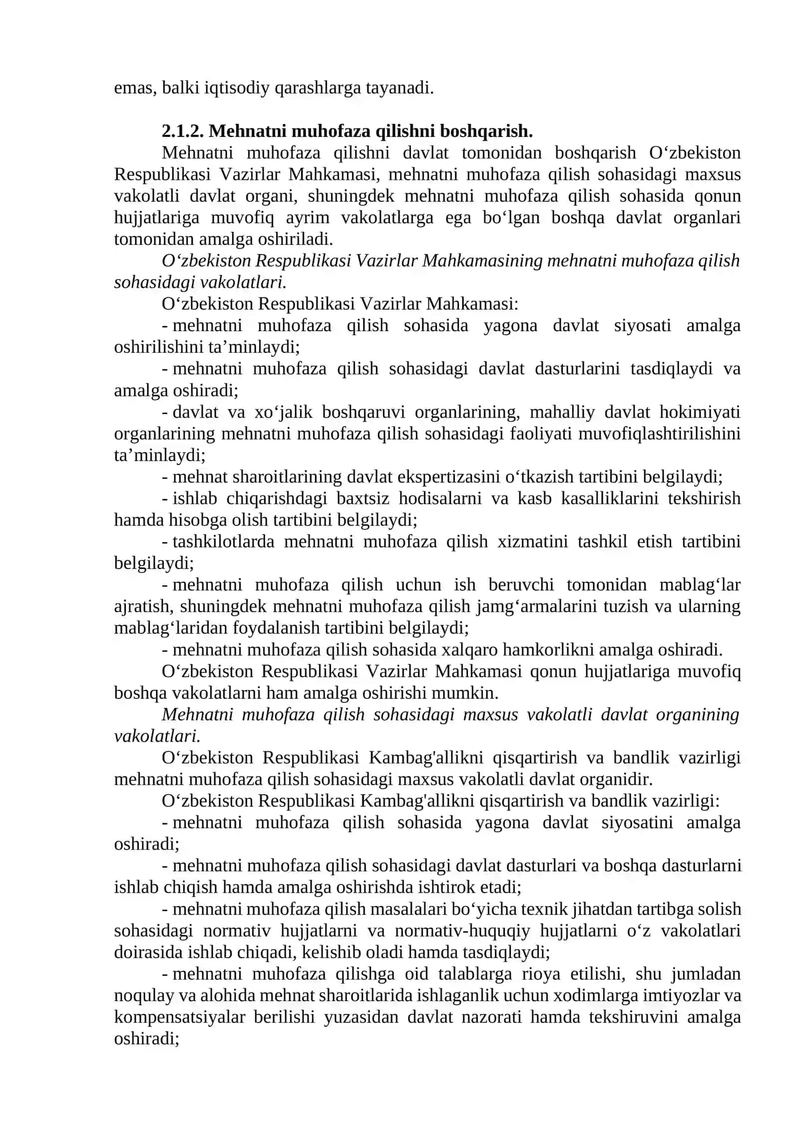 Ishlab chiqarishda faoliyat xavfsizligini boshqarish tizimini tashkil qilish 2