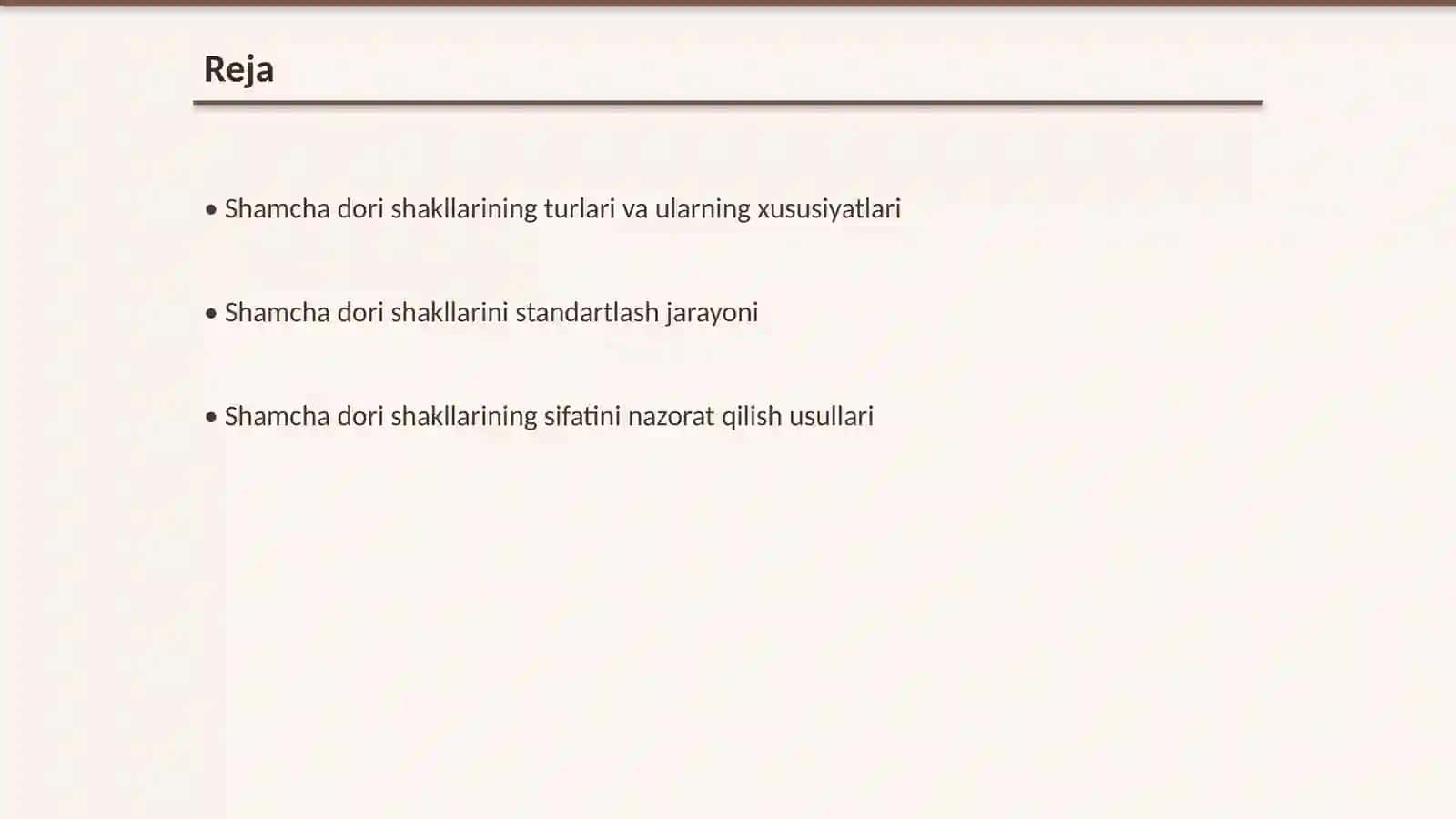 Shamcha dori shakllarini standartlash va sifatini nazorat qilish 2